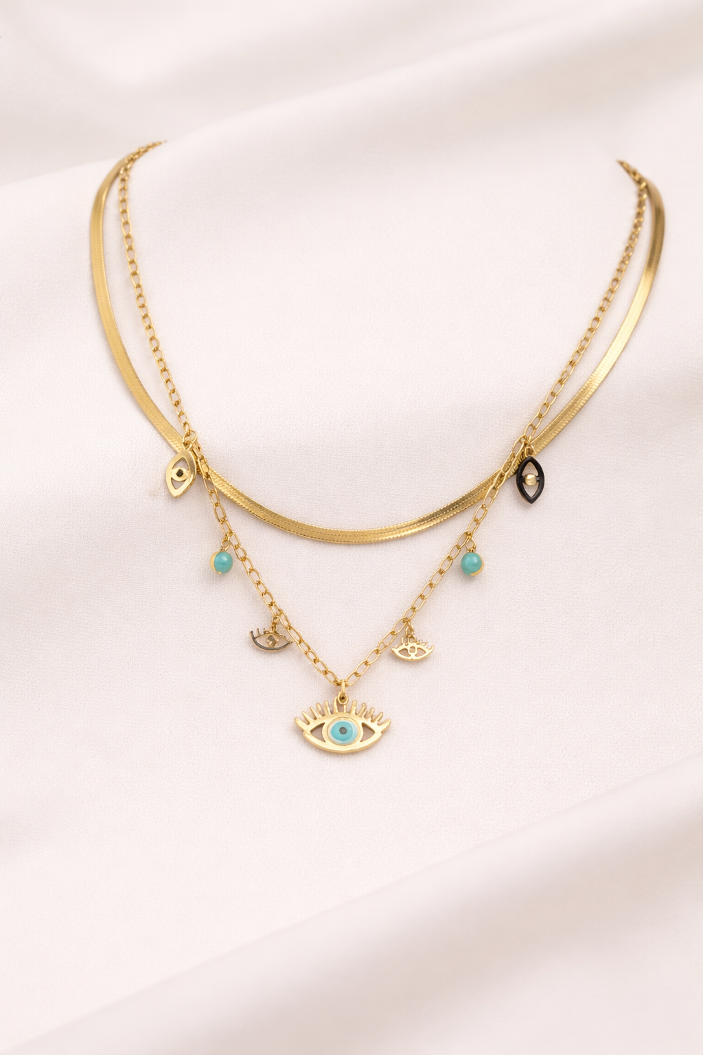 „Solaris Aura“ – Layering-Kette mit Schutz-Symbolen