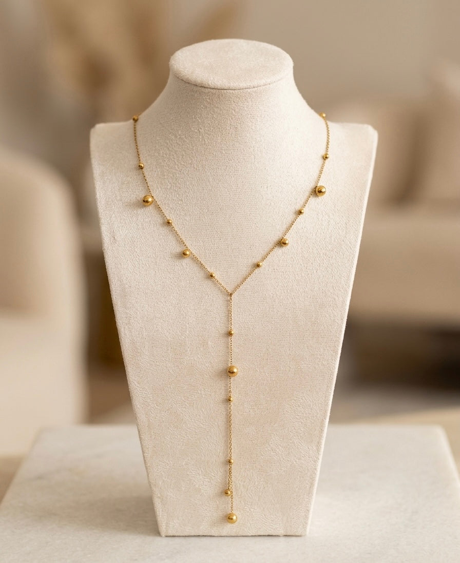 Die Goldene Lariat-Halskette „Sphere“