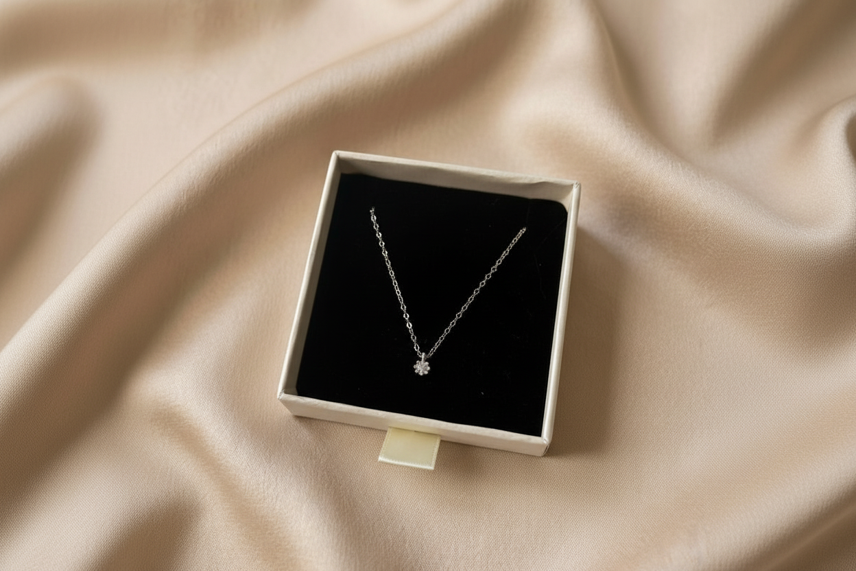 Halskette „Crystal Solitaire“ – Strahlende Zartheit aus S925 Sterling Silber