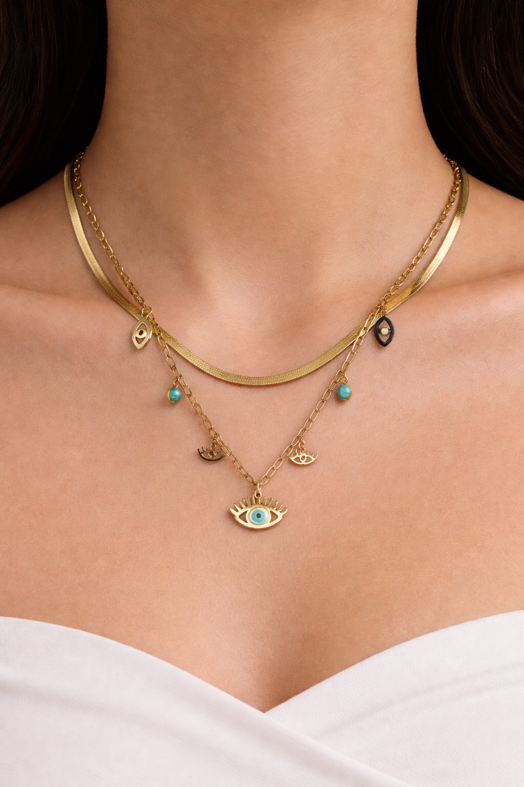 „Solaris Aura“ – Layering-Kette mit Schutz-Symbolen