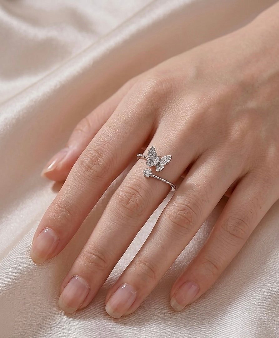 925 Sterling Silber Schmetterlings-Ring „Mariposa“