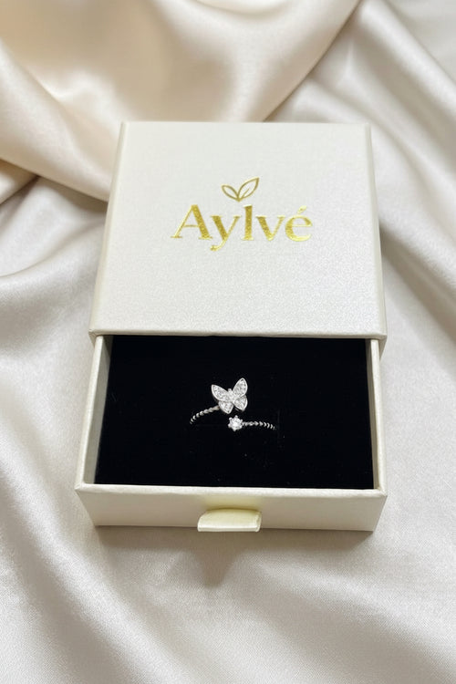 925 Sterling Silber Schmetterlings-Ring „Mariposa“