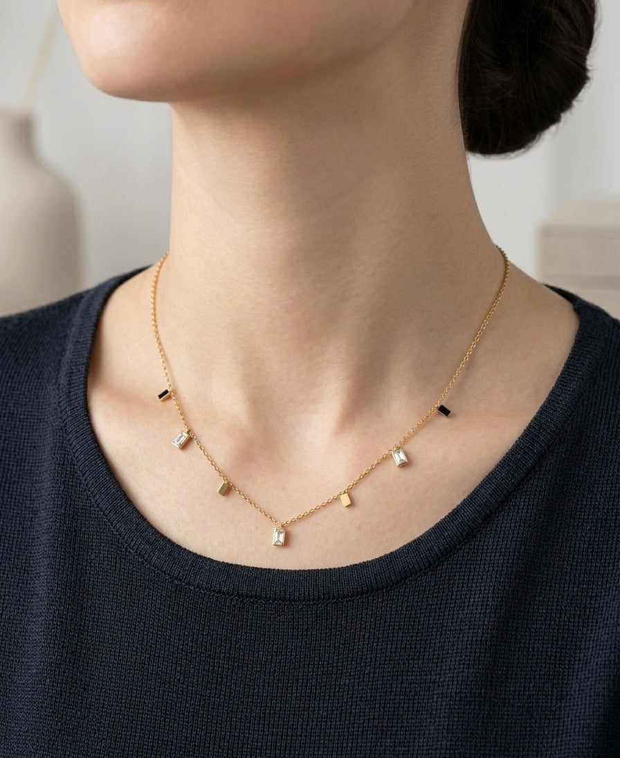Geometric Step-Cut Necklace