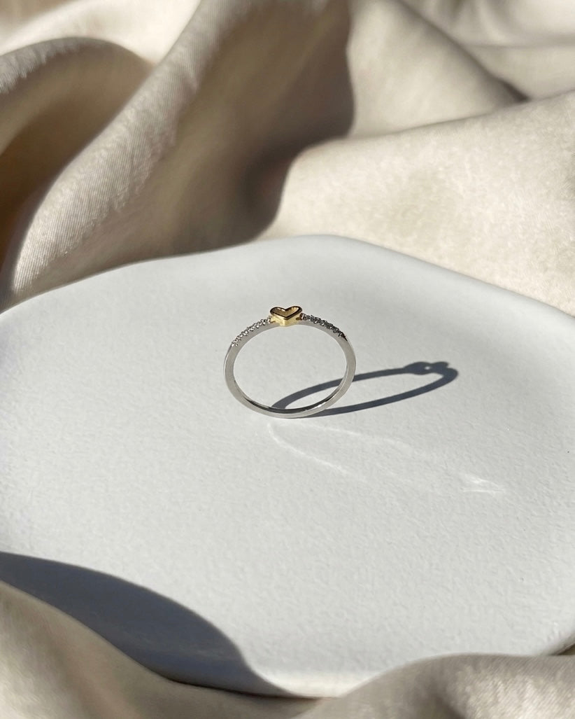 Pure Soul – Herzring aus S925 Silber mit Gold-Akzent