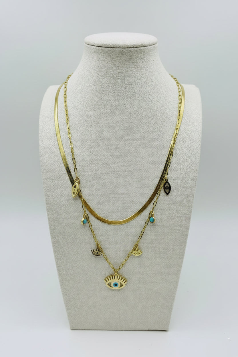 „Solaris Aura“ – Layering-Kette mit Schutz-Symbolen