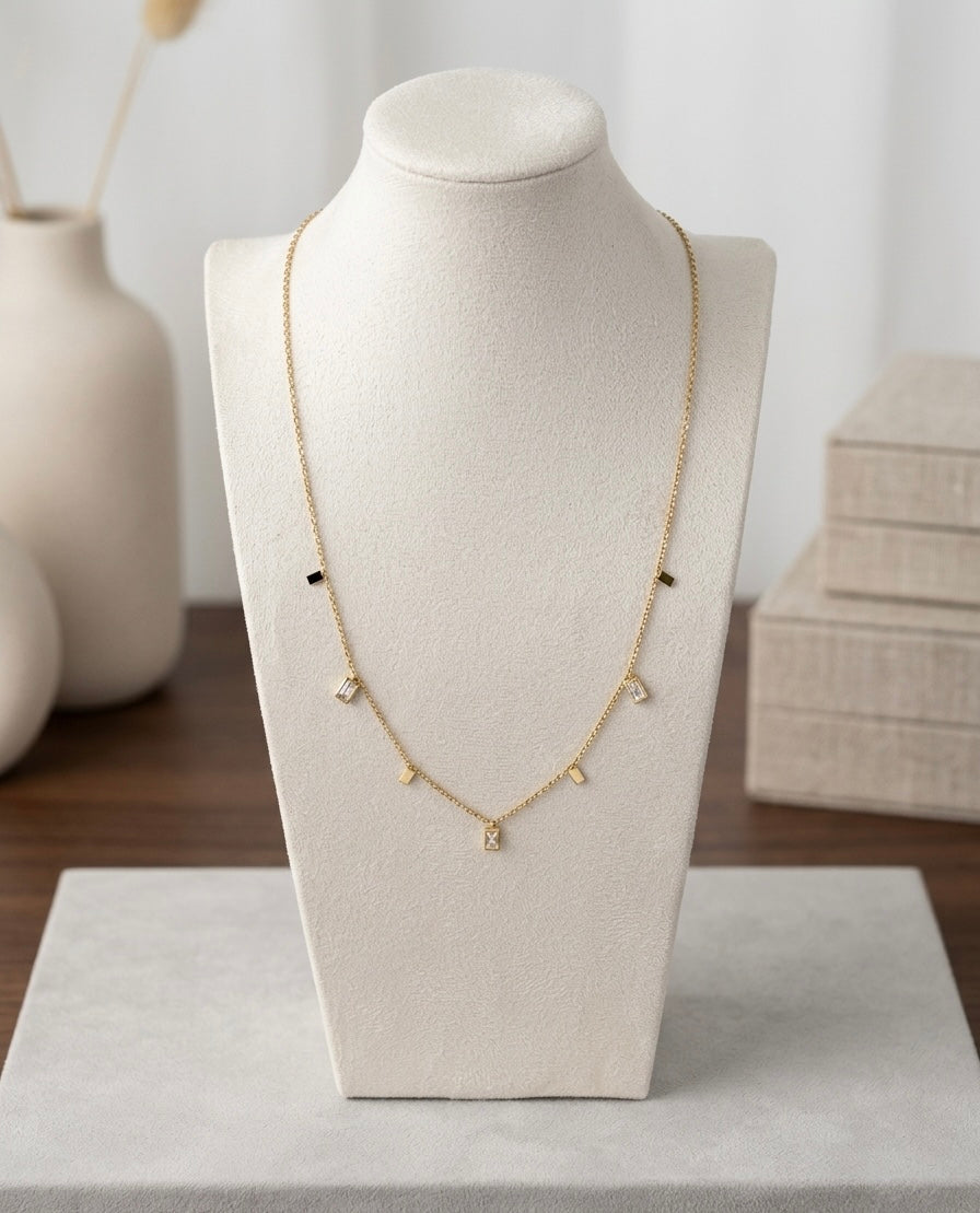 Geometric Step-Cut Necklace